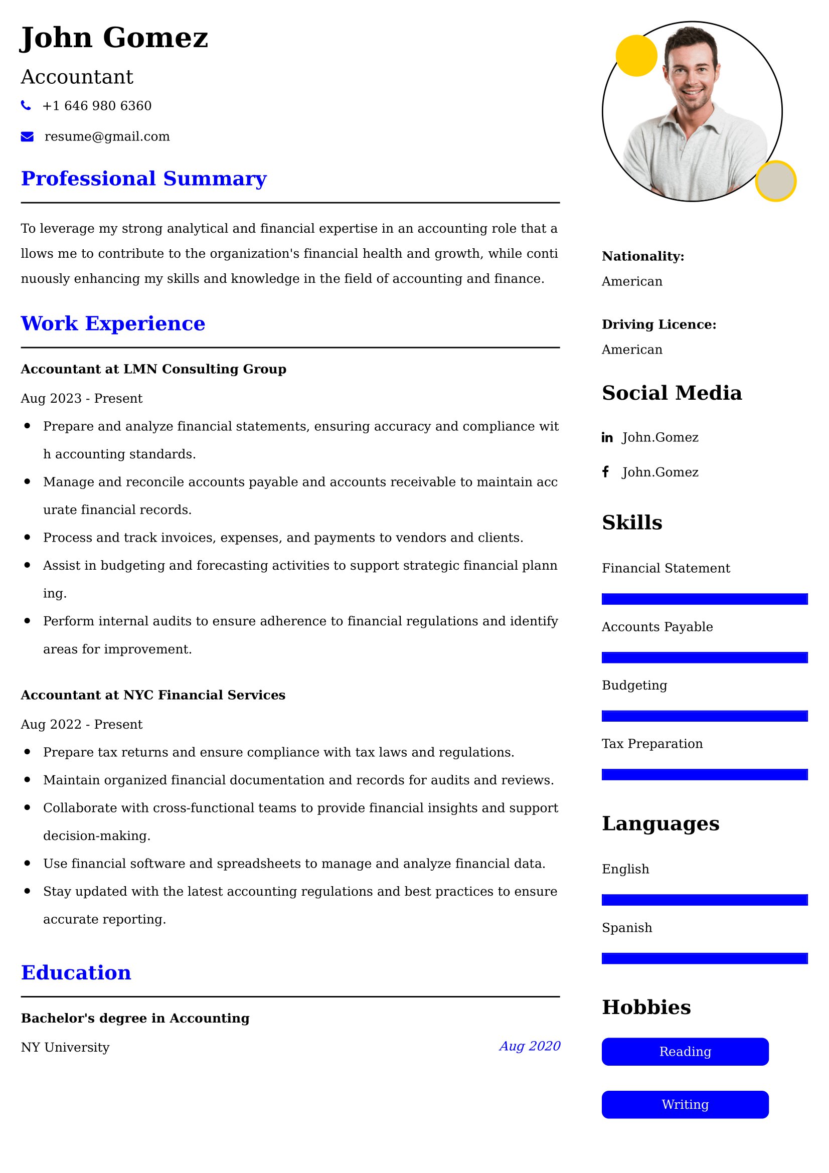 Accountant Resume Examples - UK Format, Latest Template.